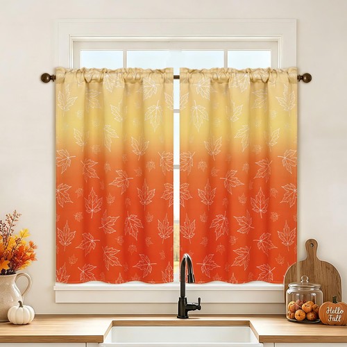 Fall kitchen curtains maple - fall,